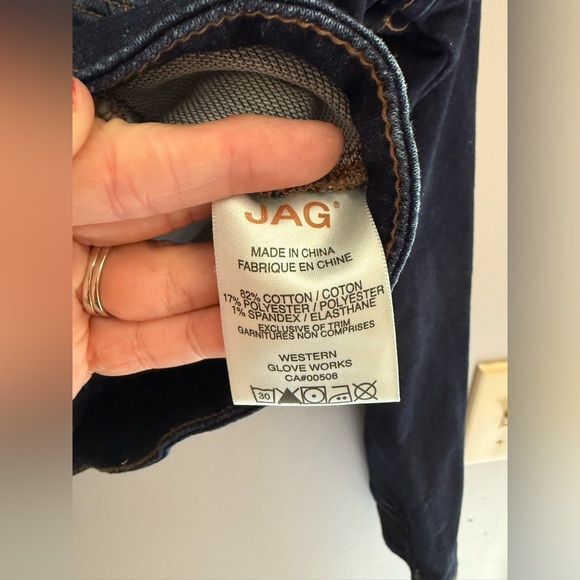 JAG Jean Jacket Women’s SZ S Dark Denim Button Front Closure Pockets Collared - Picture 6 of 11